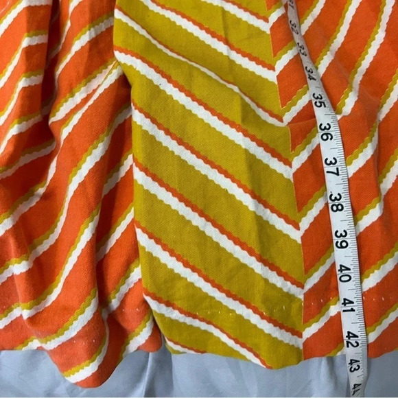 BOHEMIAN DRESS STRIPED ORANGE & YELLOW SLEEVELESS FIT FLAIR MIDI - Picture 8 of 11